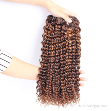 wholesale double drown human hair unprocessed brazilian hair bundles with closure hair extension
